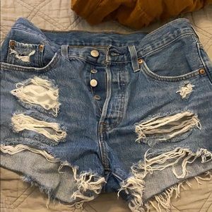 Levi’s high waist distressed shorts